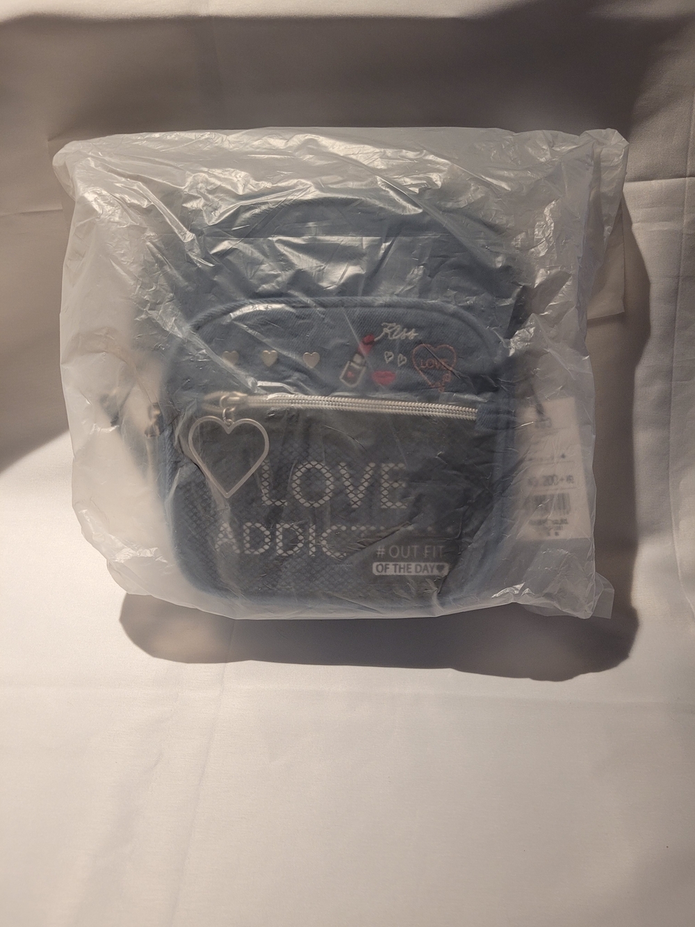 Kids Heart Charm Denim Mini Backpack - Blue